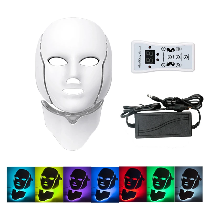 Face Neck Silicone LED Mask 7 Colors LED Light Photon Red Light Therapy Rejuvenation Machine Lifting Brightening Shrink Pores