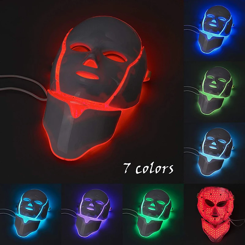 Face Neck Silicone LED Mask 7 Colors LED Light Photon Red Light Therapy Rejuvenation Machine Lifting Brightening Shrink Pores